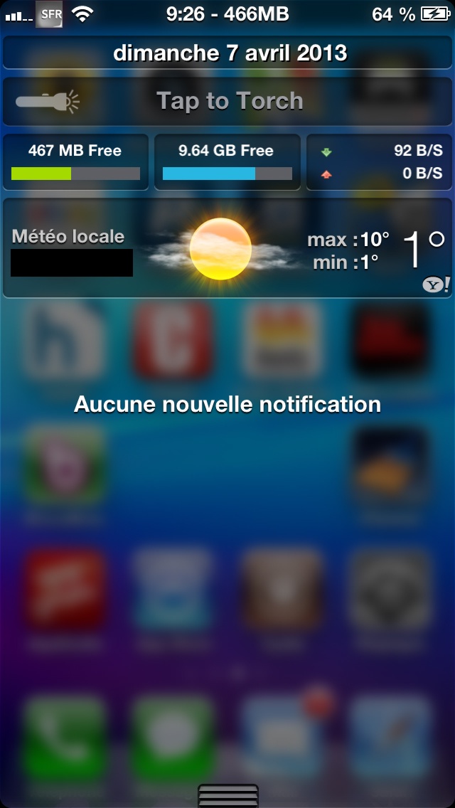 Ajouter un effet transparent au centre de notifications avec BlurriedNCBackground